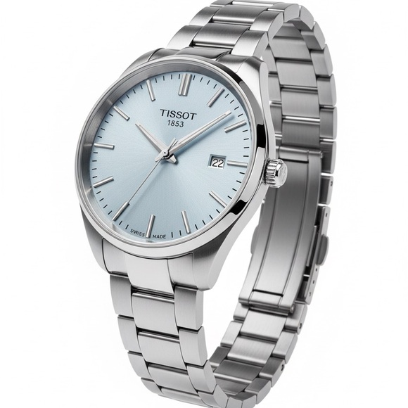 Tissot Gentleman Quartz Men’s Watch – Light Blue Dial – Stainless Steel – Swiss